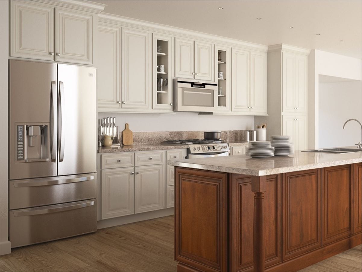 Supreme International USA Shaker Antique White Kitchen Cabinets Buy in Tampa Orlando at lowest price